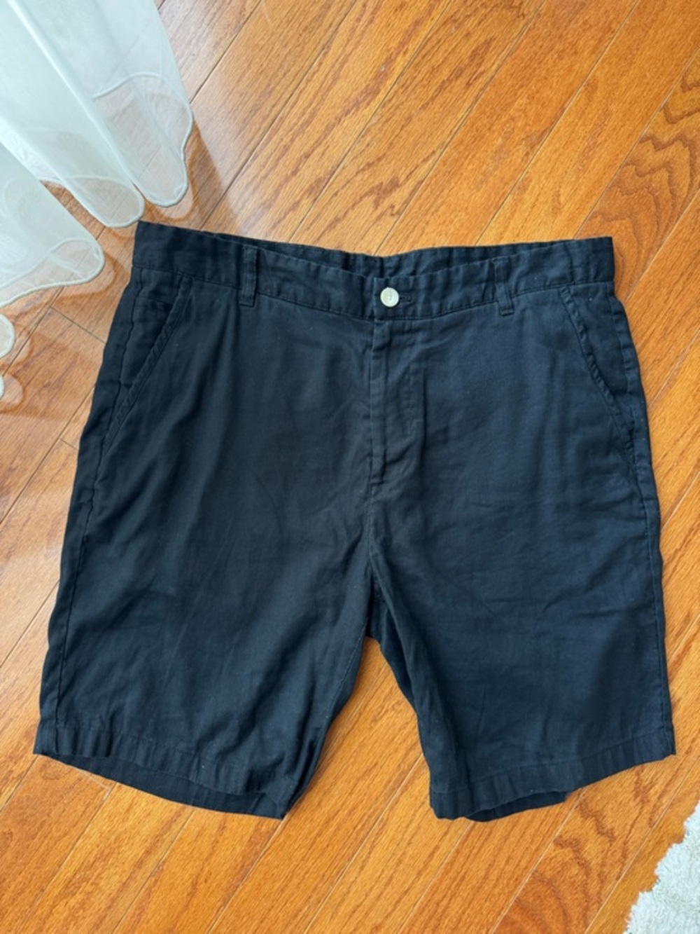Zara Classic Black Linen Blend Shorts